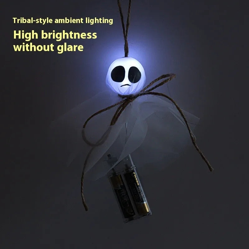 Halloween LED lighting chain with colourful ghost-shaped lights for party decoration