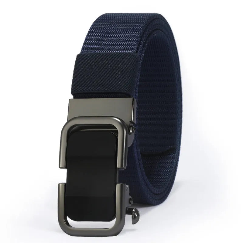 Men's toothless nylon canvas belt with alloy buckle in Army Green colour