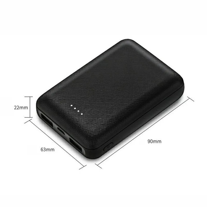 Black or white ultra-thin 10000mAh power bank showing multiple USB ports and slim 22mm profile