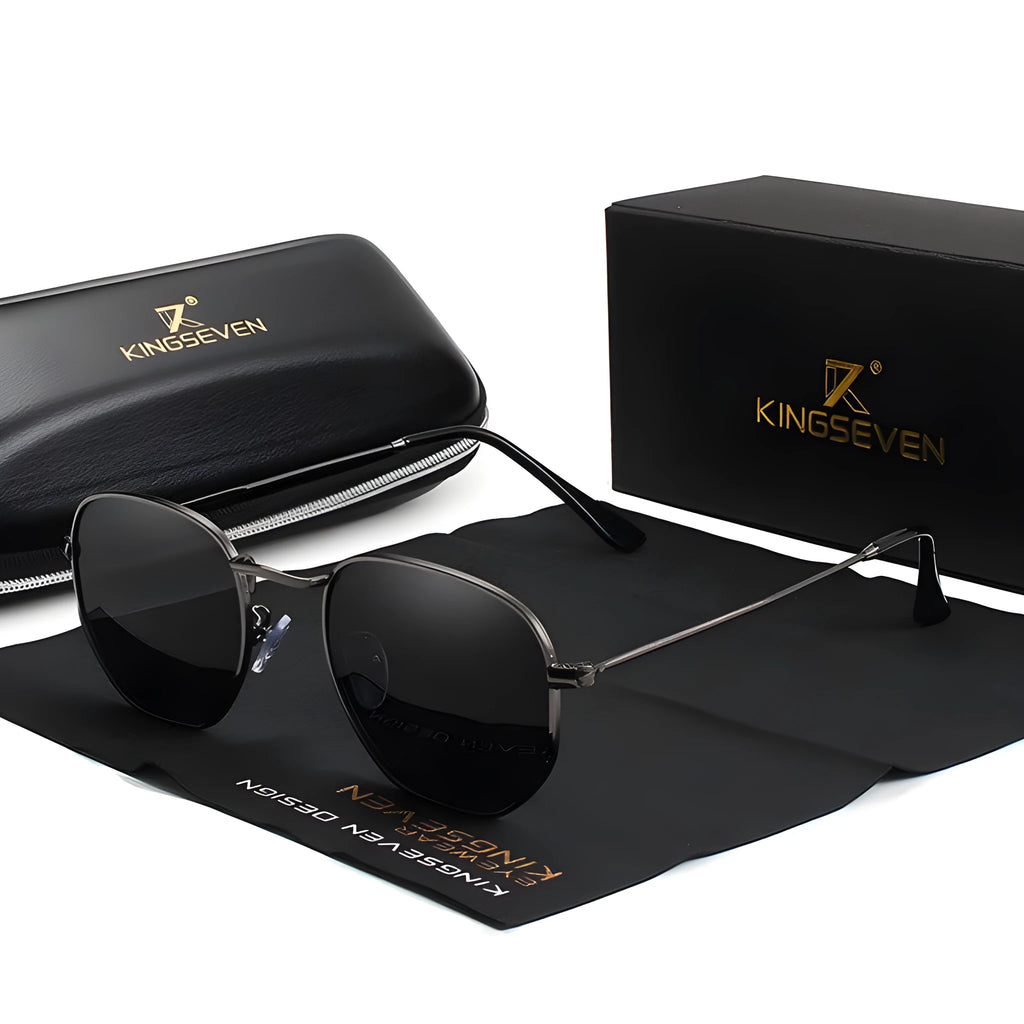 A pair of men's retro-style sunglasses with a round frame in a choice of colours.