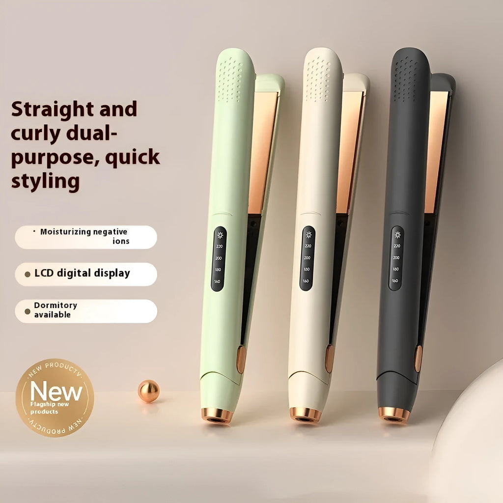 LCD screen hair straightener with temperature control in almond white colour option