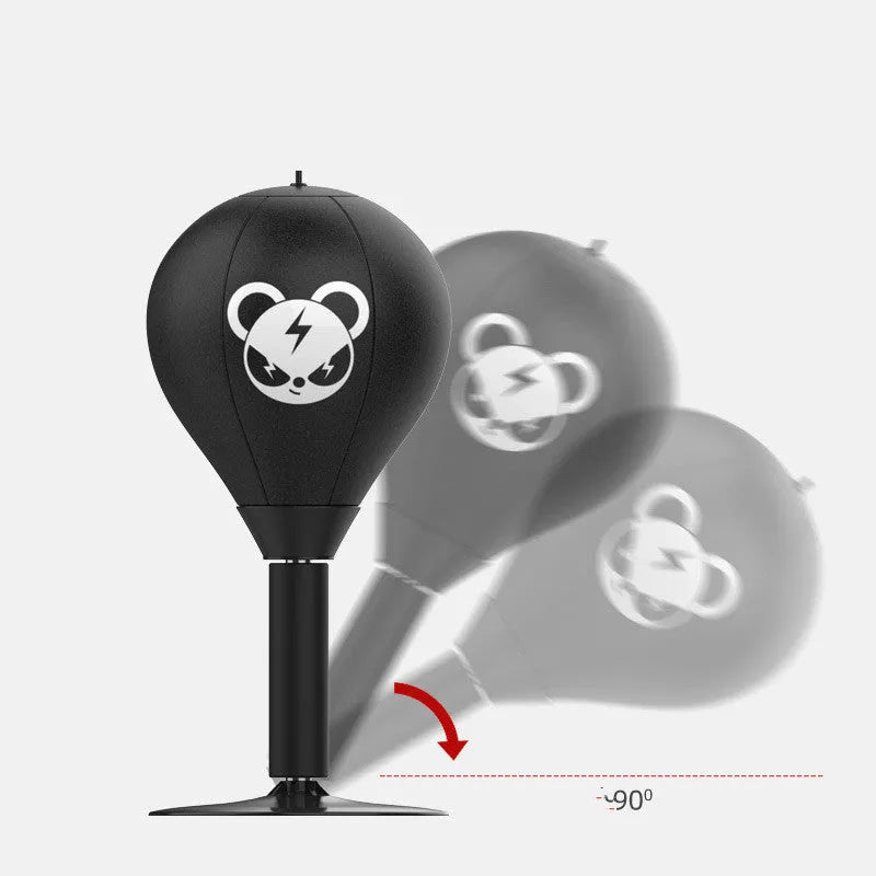 Tabletop inflatable boxing speed ball with suction cup base on a desk