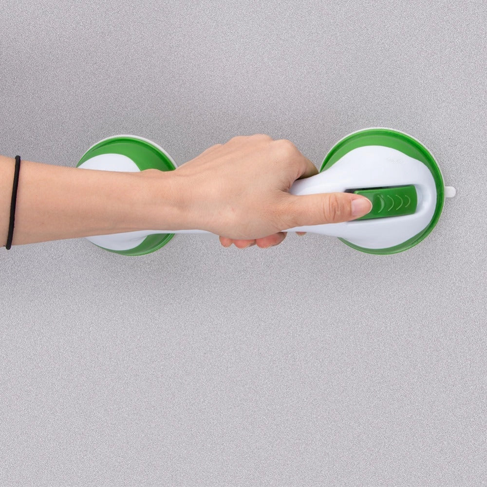 ABS suction cup bathroom handrail in green, blue, and purple for anti-slip safety