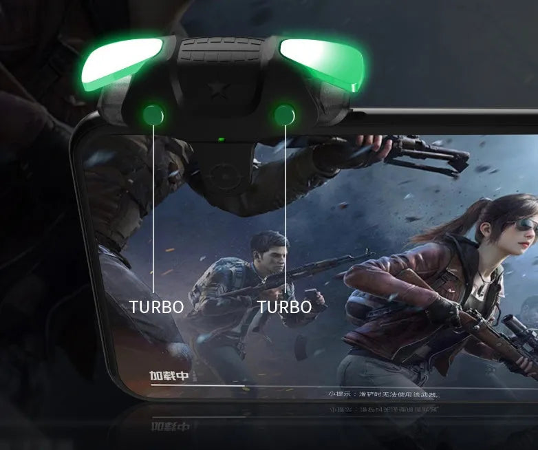 Black F5 mobile phone game controller measuring 5 by 2.5 by 2.96 centimetres