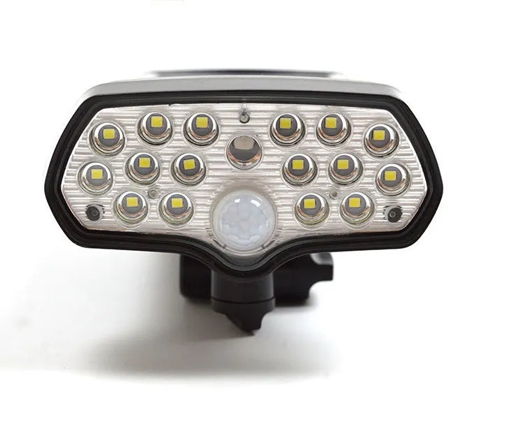 Black solar outdoor LED garden light with 17 beads, 6000-6500K, IP65 waterproof, 206x113x92mm