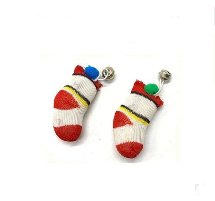 Handmade wooden cat stick toy with hemp feather rope and bell for playful cats