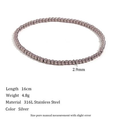 Niche Vintage Stainless Steel Plated 18K Elastic Bead Bracelet in gold and silver options