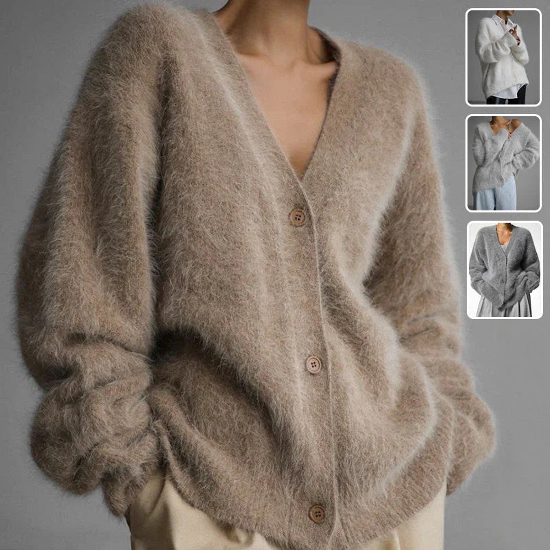 Chic Oversized V-Neck Button Cardigan Sweater in Various Colors for Women's Fashion