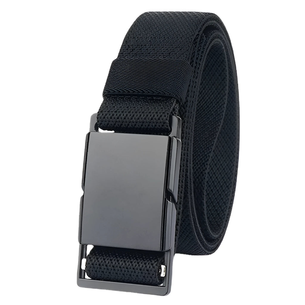 Casual polyester belt with magnetic alloy buckle in Army Green colour showing 125cm length