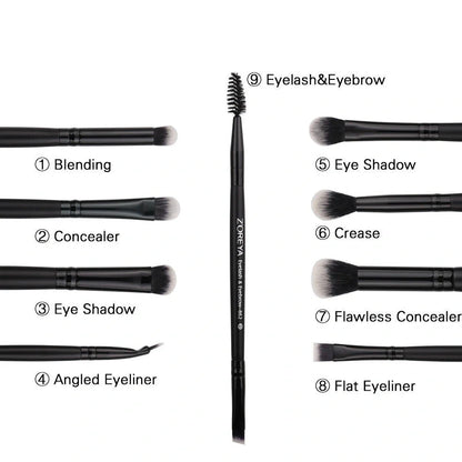 ZOREYA15 15-piece black makeup brush set with synthetic bristles and wooden handles