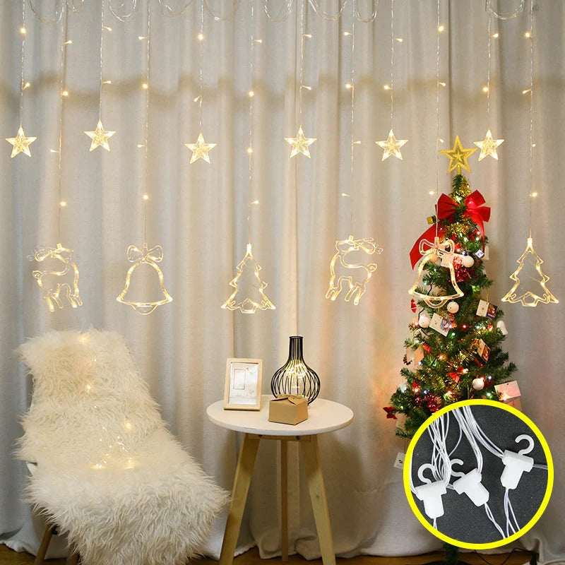 Christmas Deer Tree Bells Star String Fairy Lights for festive outdoor and indoor decoration