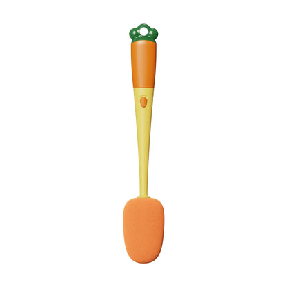 3-in-1 kitchen cleaning brush with carrot design, long handle, and three brush types