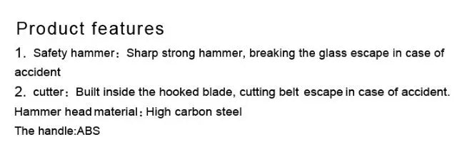 ABS high carbon steel window breaker safety hammer for vehicle emergency escape in black colour