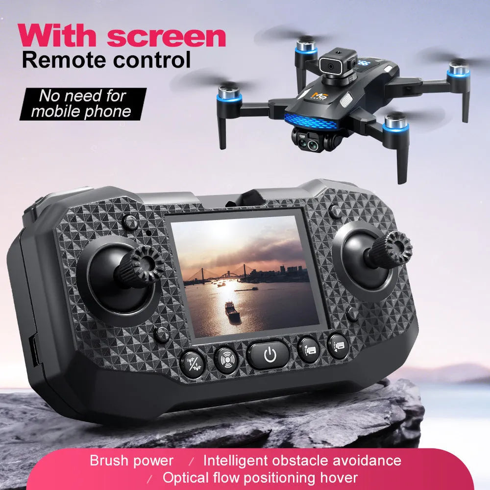 Black UAV drone with 8K camera, brushless motor, and obstacle avoidance optical flow system