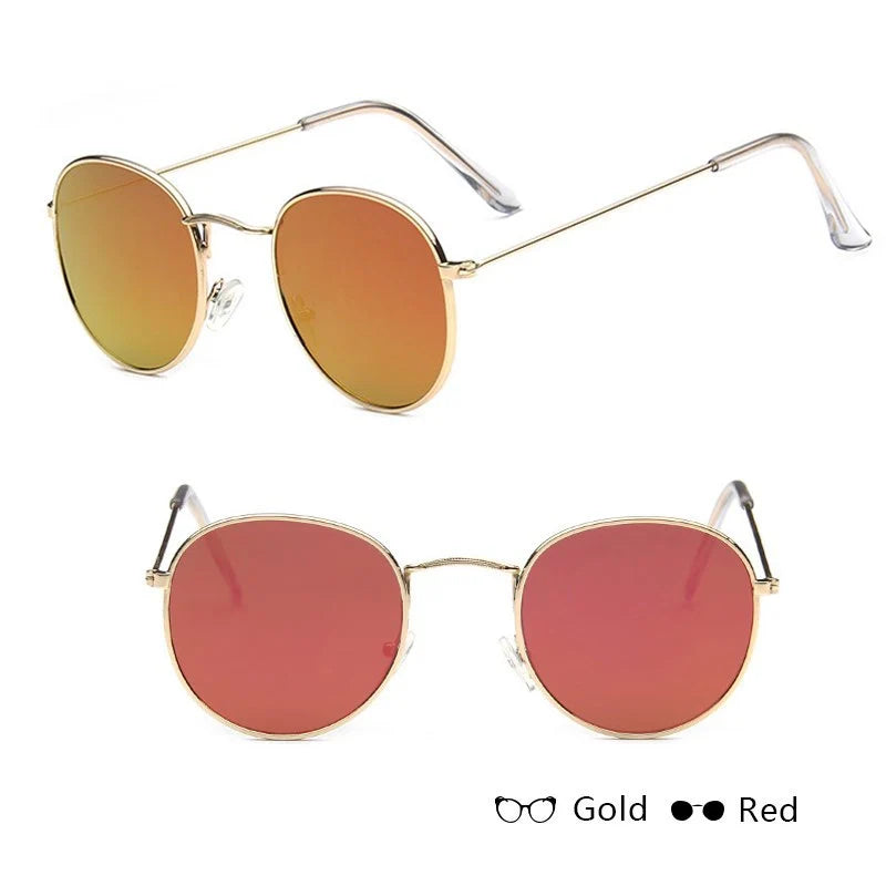 Women's retro sunglasses with metal frame and round design in various colours