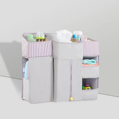 Universal baby crib hanging storage bag in durable Oxford cloth, available in multiple colours