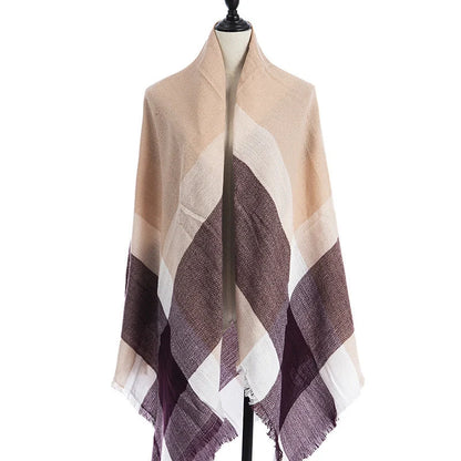 Women's double-sided Qicaigei scarf shawl in imitation cashmere, 140x140cm