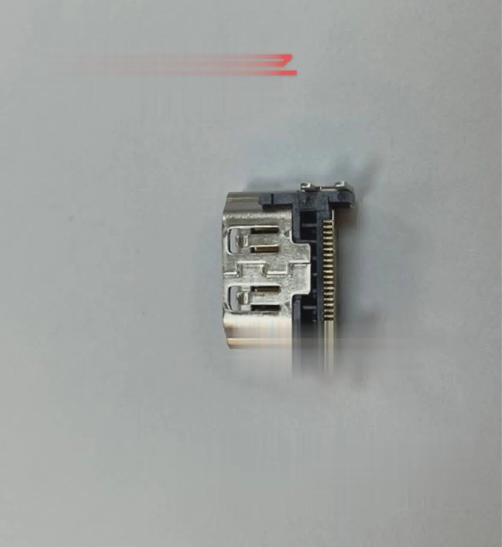 Silver HDMI interface host socket for motherboard mounting and repair.