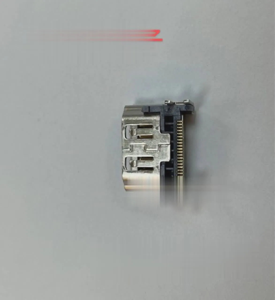 Silver HDMI interface host socket for motherboard mounting and repair.