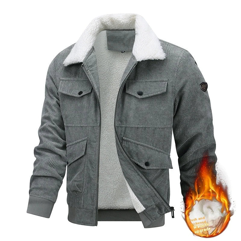 A warm and stylish fleece jacket with pockets, available in multiple colors and sizes for men