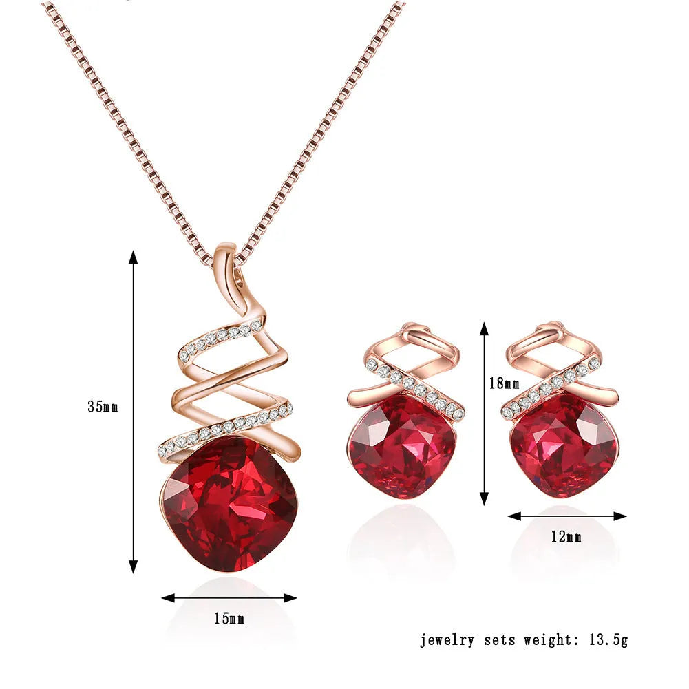 Alloy bridal jewellery set with necklace and matching earrings on a water wave chain.