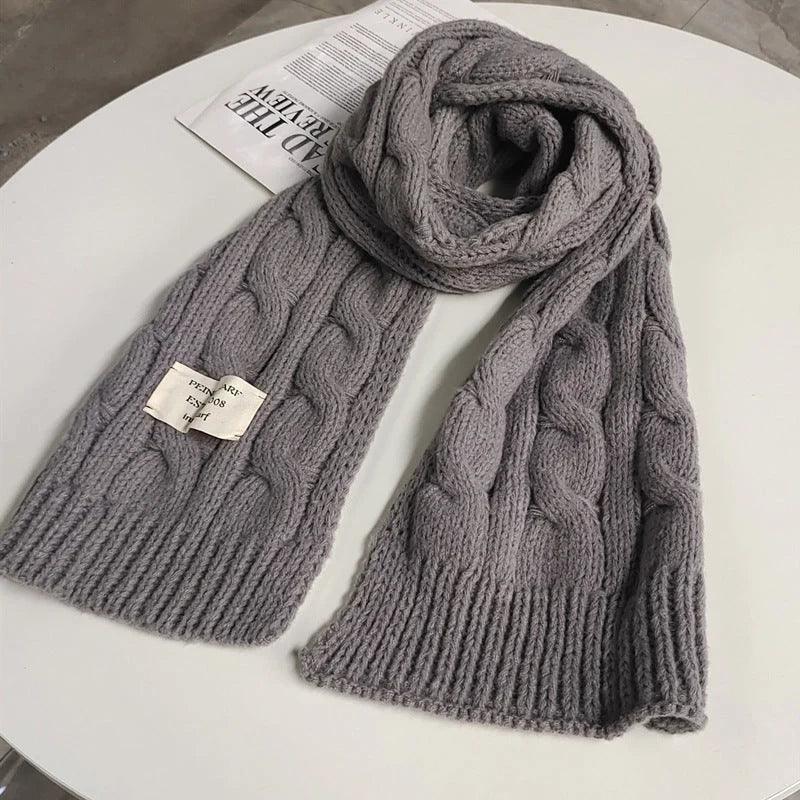 Sweet Labeling 8-word Twist Apricot Small Scarf in deer plush fabric for winter warmth