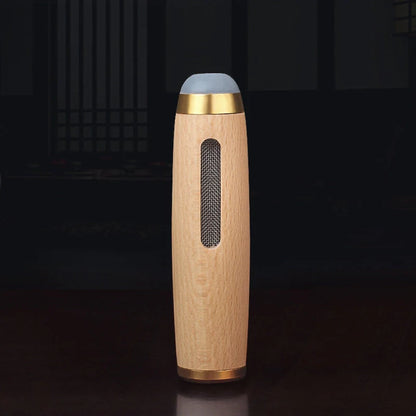 Vintage walnut wood cigarette case with keychain clip in golden and silver finishes