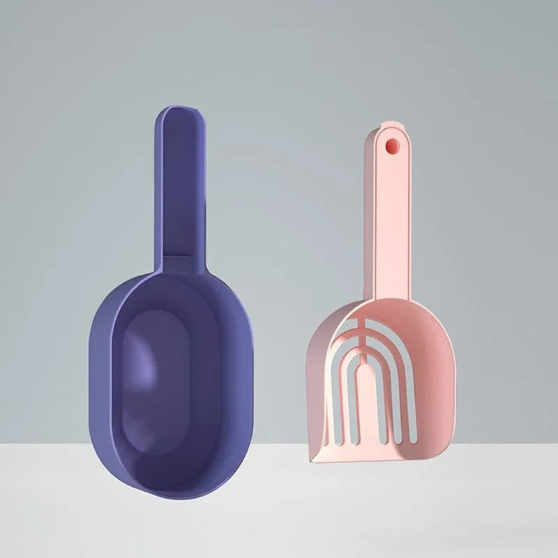 Self-cleaning cat litter scoop in blue, made from ABS material, with shovel shape for scooping clumps