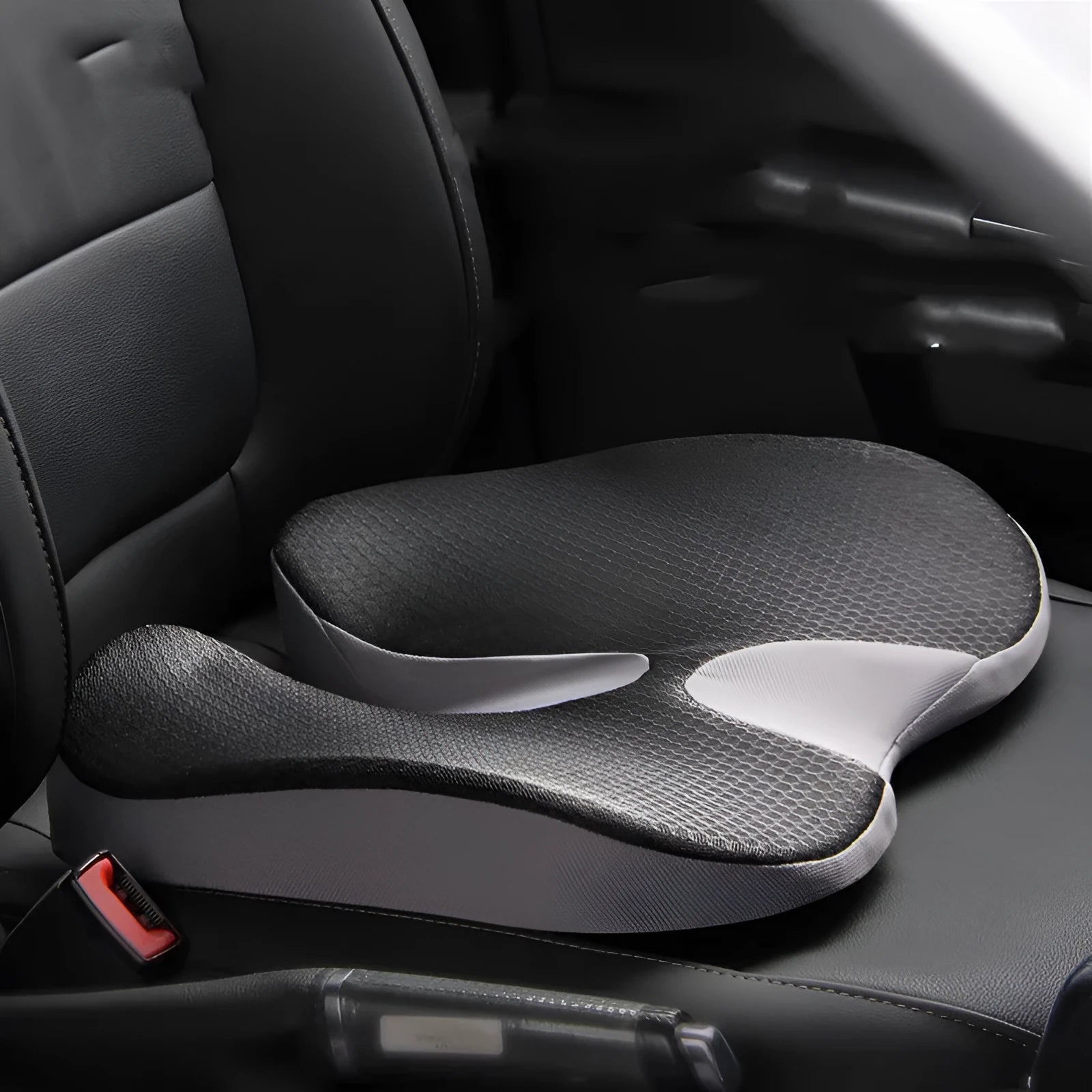 Summer breathable collapse car seat cushion in grey curved bevel shape with polyester fabric