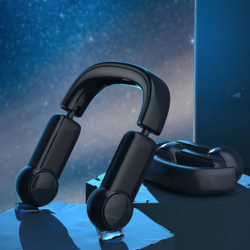 Portable neck fan with USB rechargeable battery and adjustable 3-speed settings