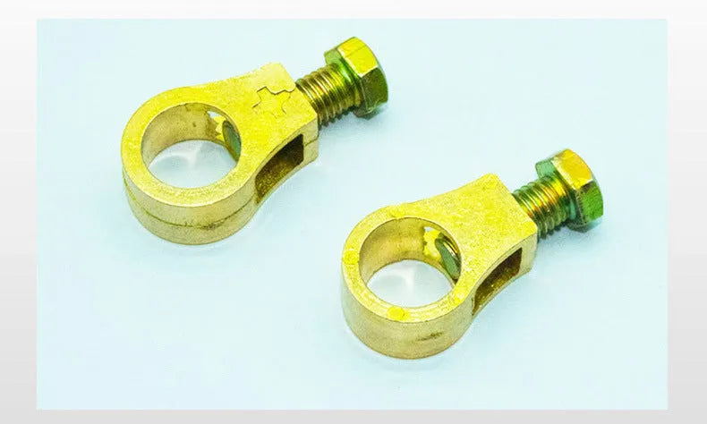 Copper battery clamp with nickel-plated finish for automotive electrical connections
