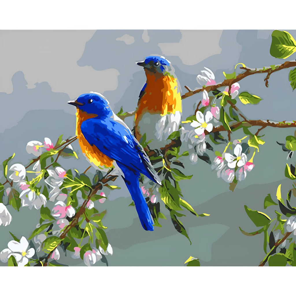 Hand-painted digital oil painting of animals in idyllic scenery on linen canvas