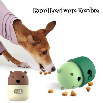 Adjustable leakage food feeder toy for dogs and cats in natural rubber