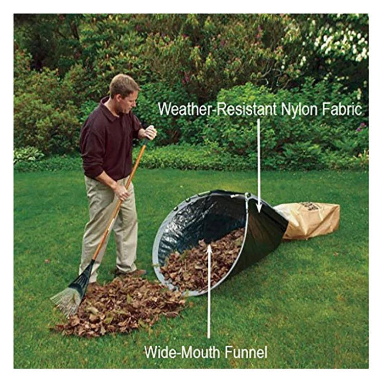 Green foldable dustpan leaf storage bag collector for efficient garden cleanup