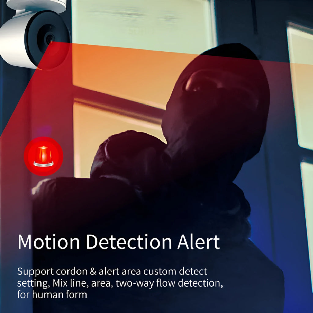 White indoor Wi-Fi security camera with 1080P lens on a stand