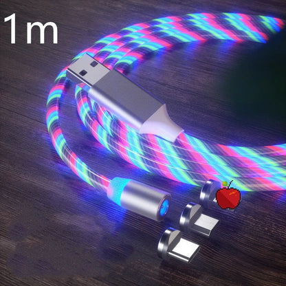 Magnetic charging cable with LED indicator, available in blue, red, green, and colorful options.