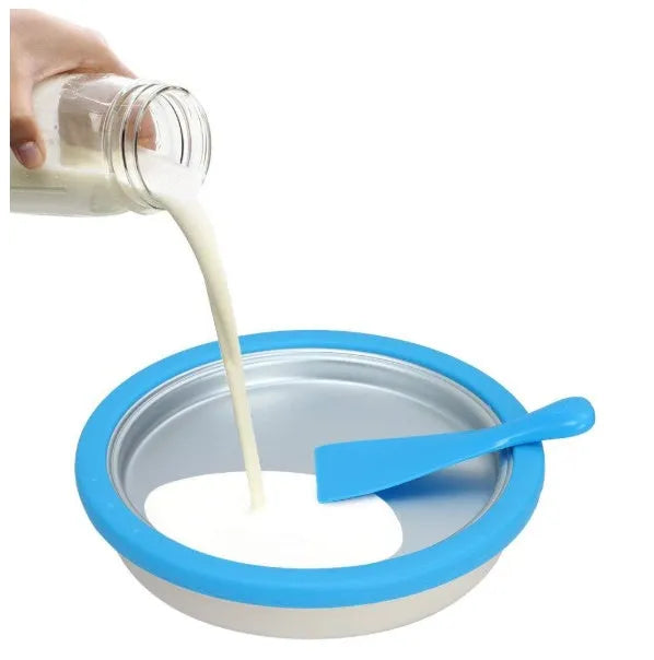 Hot Home Fried Yogurt Machine no electricity needed, 30x30x6.5cm, children food grade material, with shovels, blue colour