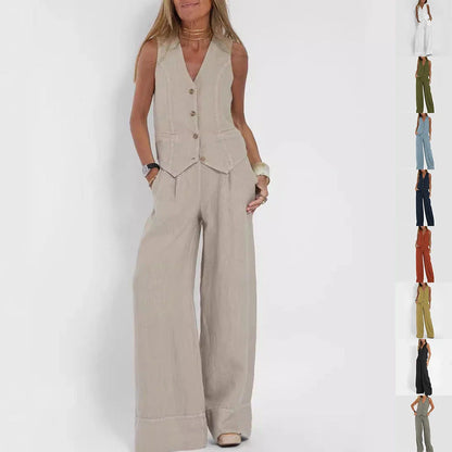 Chic summer vest and pants set for women in various colors and sizes