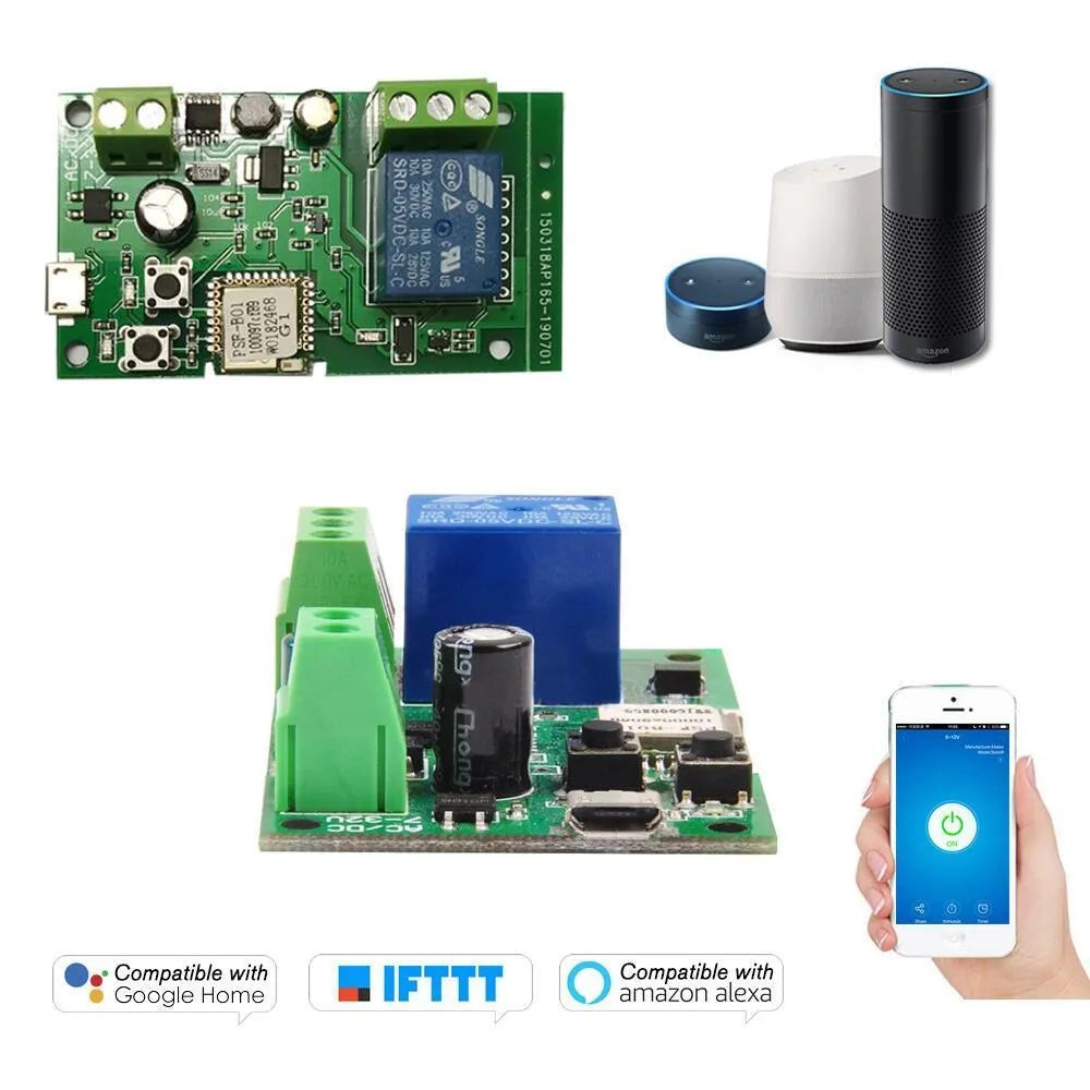 Self-locking interlock WiFi relay module with USB port and compact rectangular design