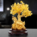 Citrine-coloured resin turtle money tree ornament with Chinese design style.
