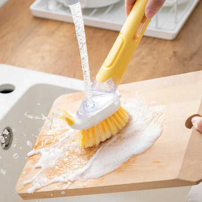 Versatile Kitchen Cleaning Brush with Long Handle - Dual-headed design for efficient cleaning of pots, pans, windows, and more