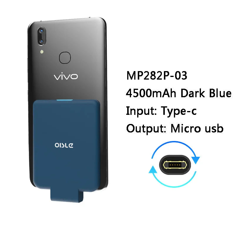 MP282P 4500mAh back clip battery pack in black white blue pink and red colour options