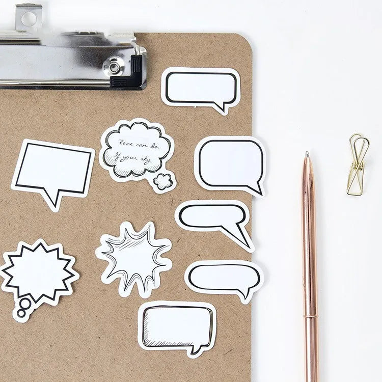 Box containing 45 black and white bubble motif decorative stickers for paper crafts