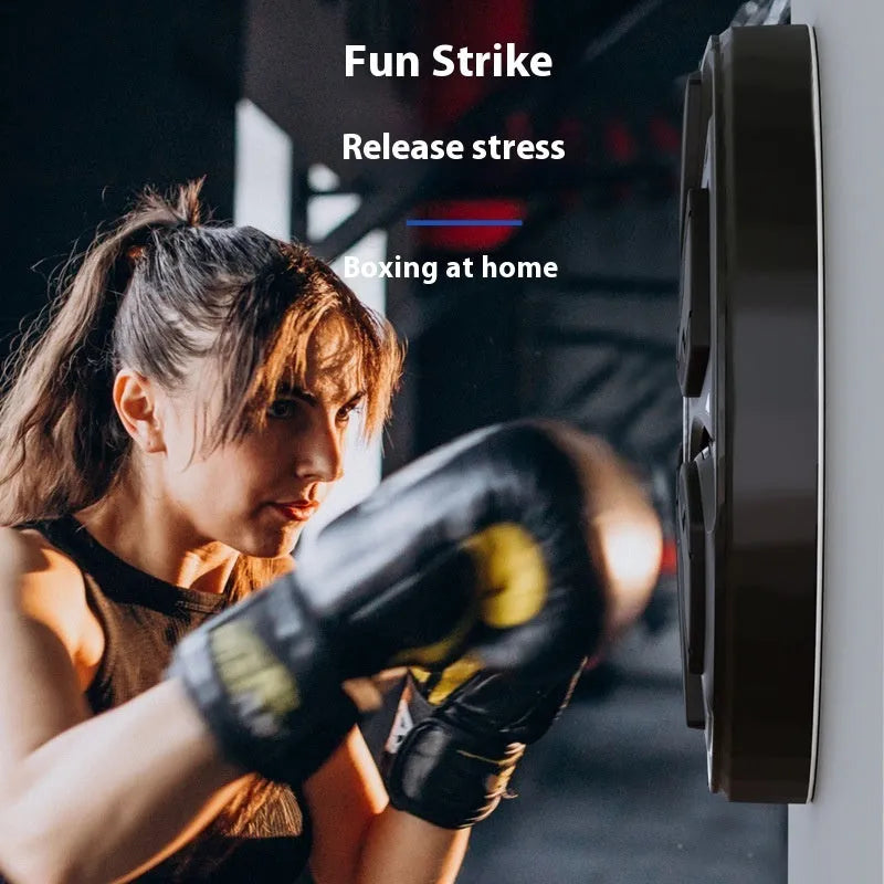 Black intelligent music boxing machine wall target with reaction training system and boxing gloves