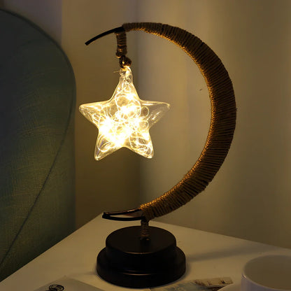 USB LED star lights with transparent glass apple and star pendants on 2m copper wire, 28x14x13cm size for festive decor