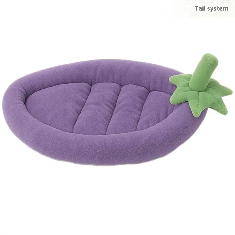 Removable washable cloth pet bed mat shown in brown, available in five different sizes for dogs and cats.