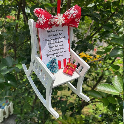 Heaven Chair Christmas Ornament in red, white, and wood colour for memorial decoration
