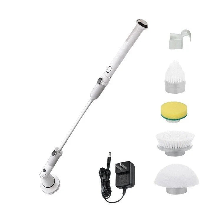 Multifunctional electric cleaning brush with five brush heads for versatile cleaning