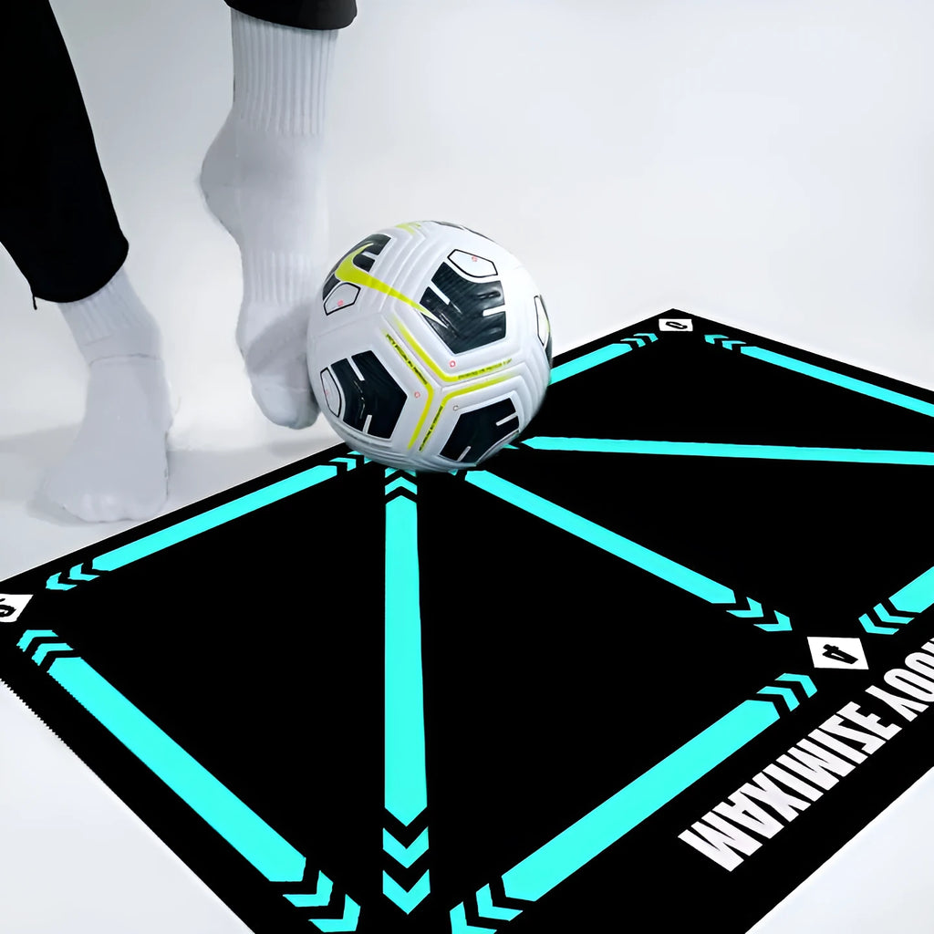 Cushion coloured rubber football training mat for indoor skill development and balance training