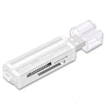 Multi in one card reader with four slots for SD MMC MS TF M2 cards, compact design, available in multiple colours